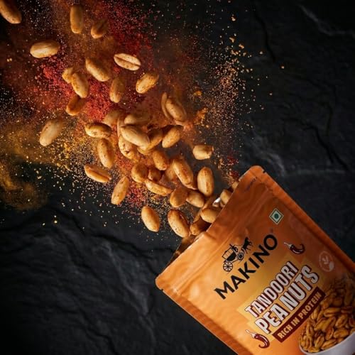 Image of Makino Tandoori Masala Roasted Peanuts, 140gm Pack of 2, Desi Spicy & Tangy Roasted Peanut Snack, High in Protein, Loved by Indian People for Regular Eat, Crispy Crunchy Namkeen