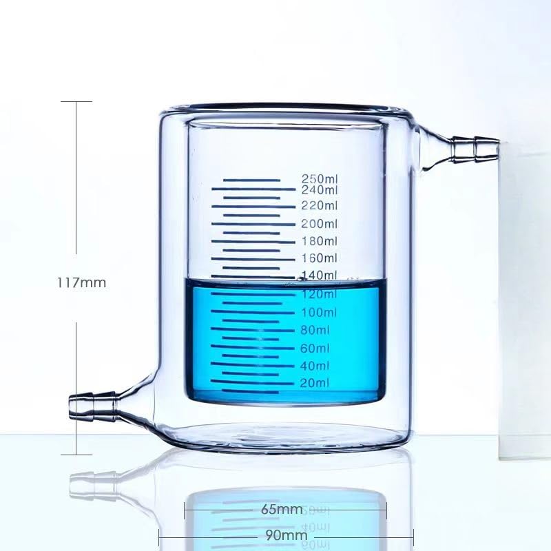 Provetta graduata in vetro, Becher in vetro graduato Vetro borosilicato a doppia parete da laboratorio rivestito 50mL-5000mL(250ml)