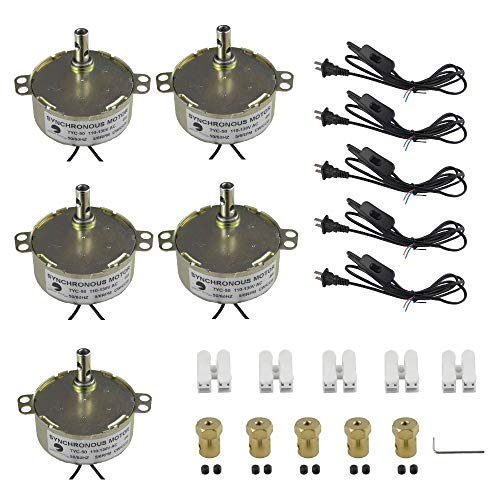 CHANCS 5PCS Synchronous Turntable Motor TYC-50 110V 5-6RPM 50/60Hz 4W AC100~127V Synchron Motor for Cup Turner,Cuptisserie Rotator 7mm Flexible Coupling Connector and 1.8M Power Cord Switch Plug by CHANCS - Used condition - US$28.52