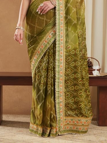 Image of Women's Banarasi Silk With Jacquard Print Saree With Blouse