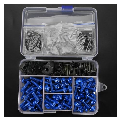 Para Para Ninja 250 300 650 H2R 250R ZX6R ER6N ZX14R Accesorios De Motocicleta Kit De Tornillos De Perno De Carenado Clips De Tuerca(AZUL)