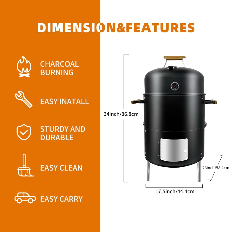 17123in1bbqsmokergrillbuiltinthermometerairventandaccessdoorsmultilayermeatsmokergrillwith3bamboohandlesideaforpartiesbackyardbbq Urban Country Home Decor 17 12 3 in 1 bbq smoker grill built in thermometer air vent and access doors multi layer meat smoker grill with 3 bamboo handles idea for parties backyard bbq urban country home decor