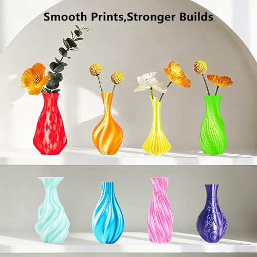 Image of 1.75mm Silk Shiny PLA 3D Printer Filament 8 Bright Colors Bundle: Silk Yellow /Lime Green /Orange /Sky Blue /Pink /Cyan /Red /Purple, Each Spool 250g, Total 2Kg 3D Printing Material, 250g x 8 Spools