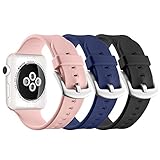 Apple Watch Sport Band 42mm, UMTELE Soft Silicone Replacement Band Sport Strap with Ventilation Holes for Apple Watch Series 2, Series 1, Sport, Edition, 3 Pack