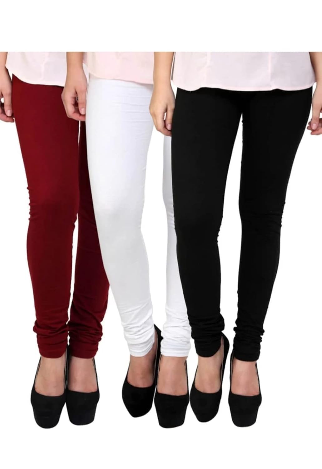Ne Collection WomenPremium_Cotton Lycra_Churidar Leggings_for Women/Girls/Ladies_Combo Pack of 3_(Blue, Black & Maroon)-picture-35