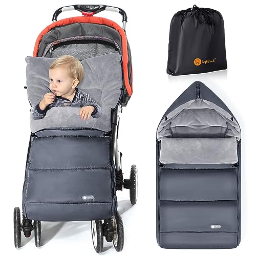 Ivywind Saco Silla Paseo Universal Invierno, Impermeable Saco Carro Bebe Invierno con Cremallera Ajustable, Caliente Saco Universal Silla Paseo, Lavable y Desmontable, Caliente, Gris