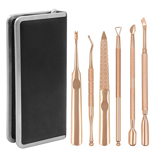 Manicure and Pedicure Tools Set, Becoyou 6 Pcs Gel Nail Polish Remover Scraper Tool Cuticle Trimmer Cuticle Pusher Cuticle Remover Cuticle Cutter Nail Files Stainless Steel Professional Nail Tools Kit