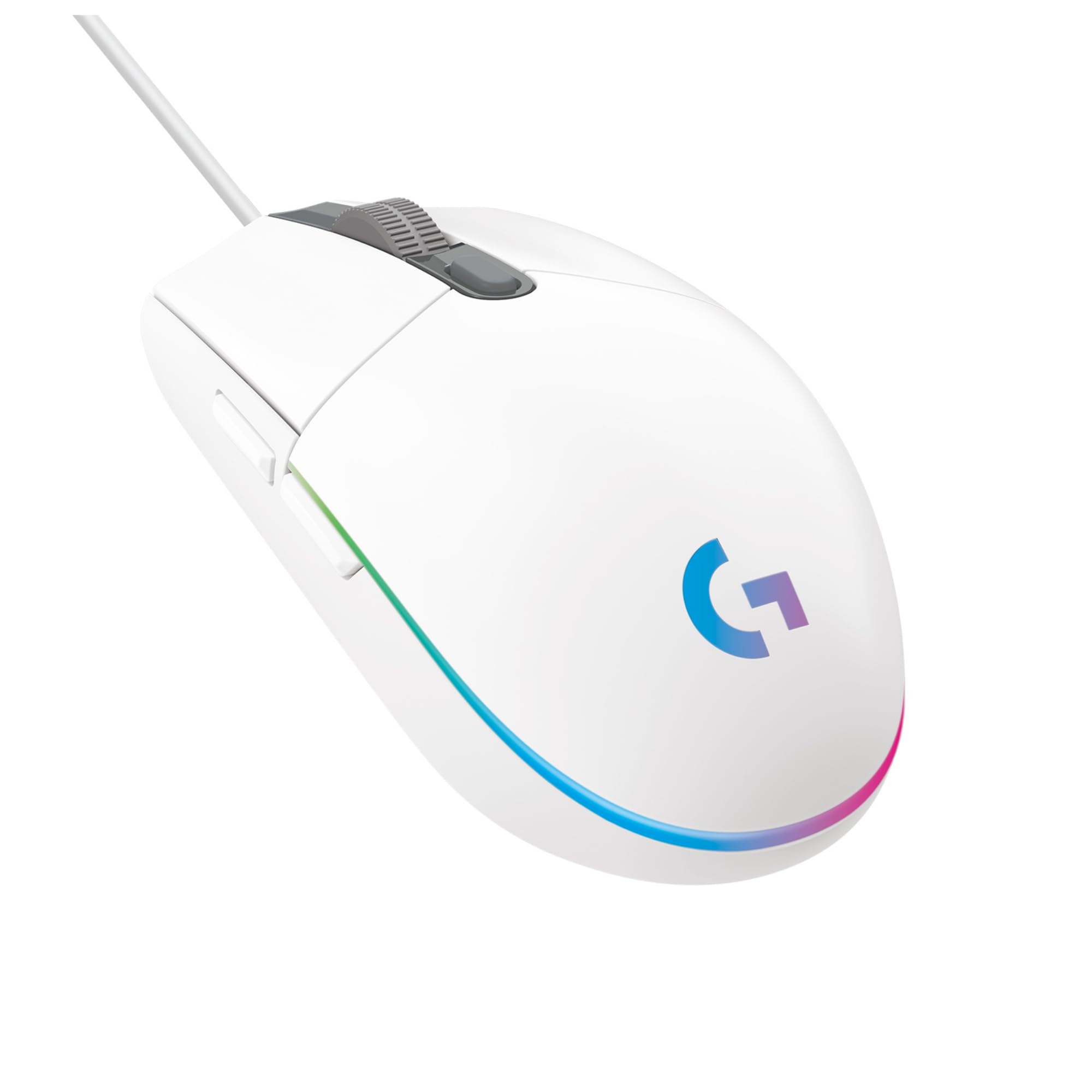 Logitech G203 2nd Gen Wired Gaming Mouse, 8,000 DPI, Rainbow Optical Effect LIGHTSYNC RGB, 6 Programmable Buttons, On-Board Memory, Screen Mapping, PC/Mac Computer and Laptop Compatible - White
