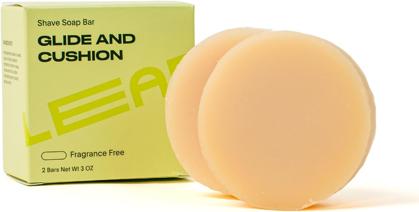 Leaf Shaving Soap Bar by Leaf Shave - All-Natural, Fragrance-Free Soap for Grooming and Skin Preparation for Women & Men, 1.5 oz - Unscented, 2-Pack