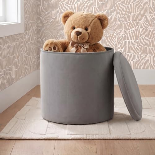 Image of Nurture& - Small Rounded Storage Ottoman - Gray