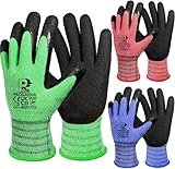 PROGANDA 3 Paar Gartenhandschuhe für Damen Herren Latex beschichtet Arbeitshandschuhe Griff Atmungsaktiv Bequem für Mehrzweck
