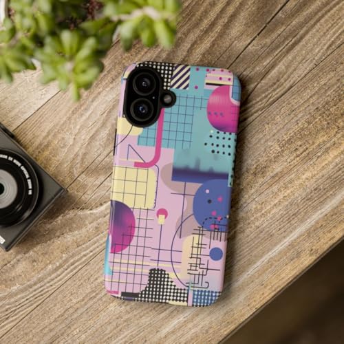Coque iPhone 16 Plus rigide bleu motif géométrique abstrait - 4