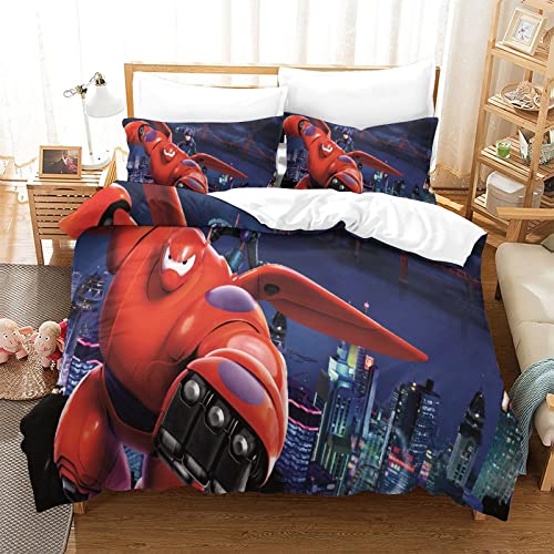 Baymax Cartoon Funda De Sábana con Funda De Almohada Juego De Cama para Niños por Baymax 3D...
