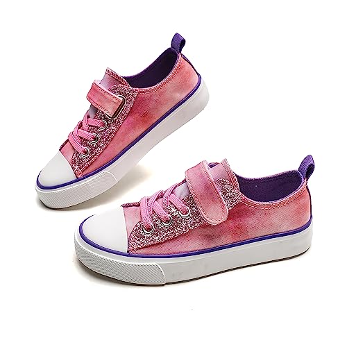 Kids Canvas Shoes Boys Girls Slip On Glitter Color Casual Walks Sneakers