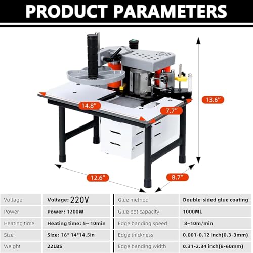 Encoladora de bordes portátil con pegado de doble cara de 1200W 4