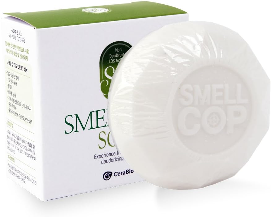 SmellCop Deodorant Body Soap 90g - Antibacterial+Odorless, Fragrance free/Pigment free/Paraben free/Synthetic aluminum free