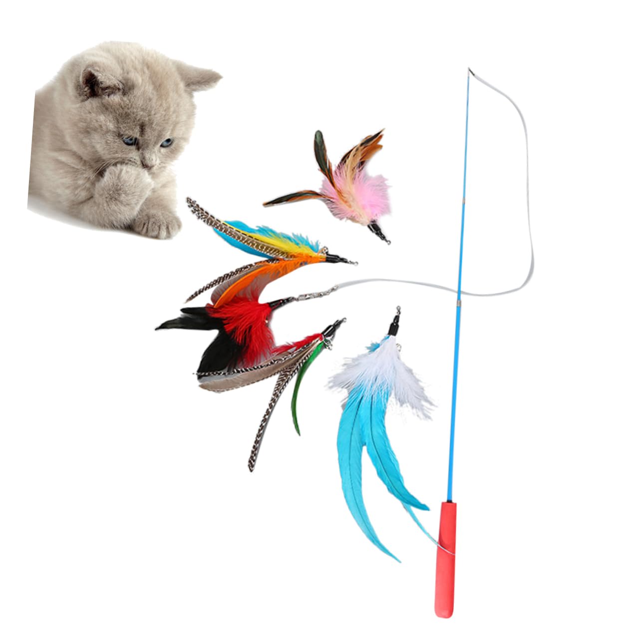 Yardwe 18 Stück 3 Katzen Zauberstab Spielzeug Katzenstock Katzenspielstab Spielzeuge -Spielzeug Katzenspielzeug Zauberstab Katzenrutenspielzeug einstellbar Katzen-Teaser Combo-Platte