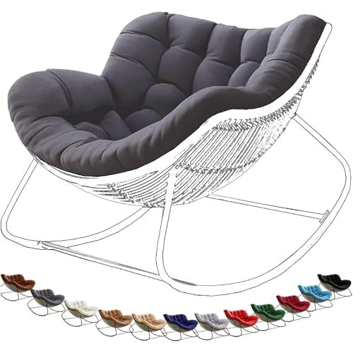 Rocking Chairs Cushions for Adults, Thicken Oversized Rocking Chair Cushion for Adults Indoor/Outdoor, Soft Cotton Rattan Recliner Cover, Chair not Included (Grey)