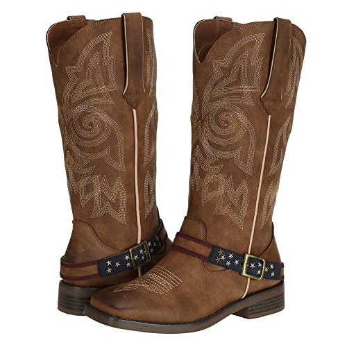 SheSole Women's Western Fashion Square Toe Cowboy Cowgirl Country Boots