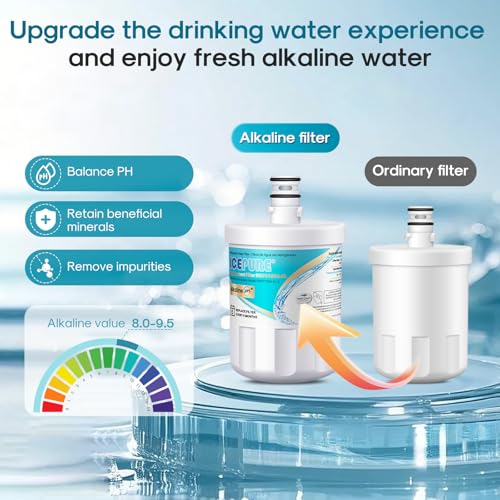 Image of ICEPURE Alkaline 5231JA2002A Refrigerator Water Filter, 3 PACK | Enhances PH, Replacement for LG LT500P, ADQ72910901, GEN11042FR-08, Kenmore 9890, ADQ72910907, LFX25973S, LFX25974ST, 46-9890