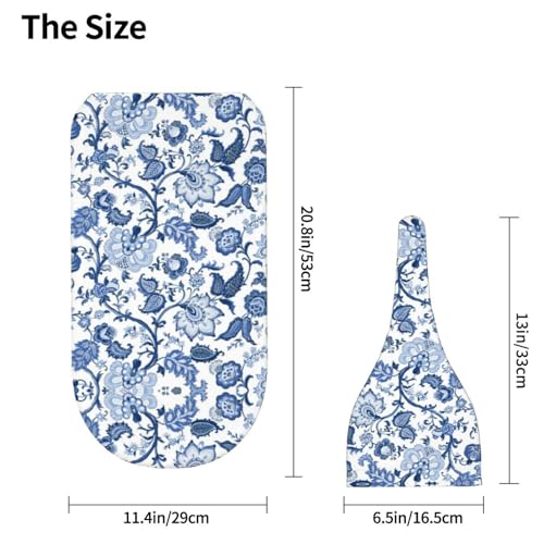 Image of Blue and White Porcelain Floral Vintage Chinoiserie Newborn Swaddle Blankets Baby Stuff Soft Swaddling Blanket with Beanie Sets Gifts for Infant Boys Girls