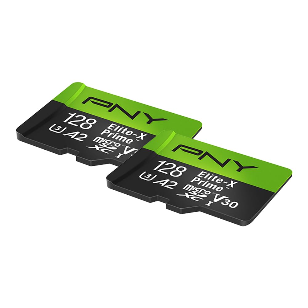 PNY Elite-X Prime C10 U3 V30 A2 Lot de 2 Cartes mémoire Flash microSDXC 128