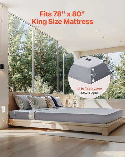 Image of VEVOR Grounding Sheets, King Size, 95% Cotton + 5% Pure Silver Fiber, Earth Grounded Fitted Bed Sheets, with Grounding Cord & Tester, for Improved Sleep & Wellness (Gray, King - 78 x 80 x 13 in)