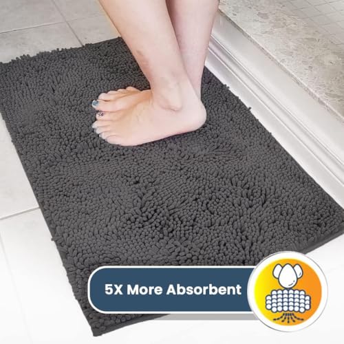 Muddy Mat® Original Dog Door Mat for Muddy Paws, Super Absorbent Microfiber, Non-Slip Washable Pet Rug, Quick Dry Chenille Entryway Carpet, Machine Washable Indoor Outdoor mat, Charcoal 24"x35"