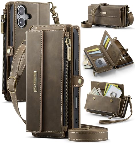 Coque portefeuille iPhone 17 étui bandoulière cuir avec porte-monnaie