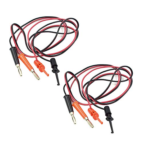 Image of 4mm Banana Plug to Test Hook Clip Test Lead Cable for Multimeter 1m /40 inch Length Black and Red - (2 Pairs)