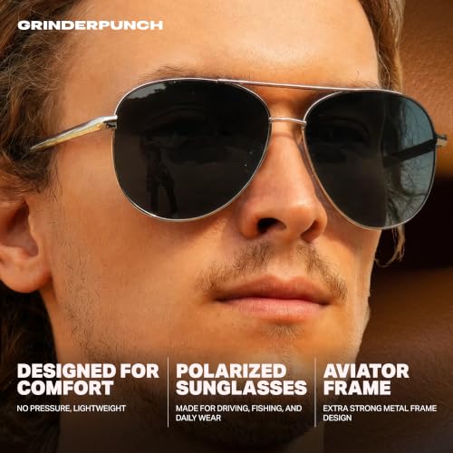 Image of grinderPUNCH XL XXL Aviator Sunglasses Men Big Head Oversized Polarized