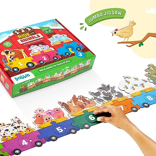 Image of Farmyard Math Magic! 123 Ride with Animals: Three-way Puzzle Magic! Count & Identify Numbers by Assembling Wagons, Loading Animals & more | Puzzles for Learners | Birthday Gifts for Kids By LoveDabble