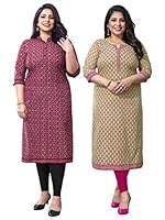 Jevi Prints Cotton Printed Plus Size Jaipuri Kurti for Women (Pack of 2) (CMB_Kurti_APlus-6064-6078_4XL_Multicolor_4XL)