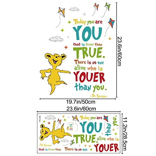 Buiory Removable Colorful Dr. Seuss Inspirational Quotes Wall Decal Learning Education Saying Wall Stickers Motivational Lettering Wall Art Decor For Kids Teens Bedroom Study Room Nursery Classroom (Today You Are) #TOP1