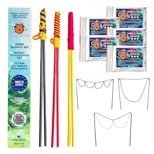 Bubble Brothers Riesenseifenblasen Set 3 Seifenblasenstäbe und 25 Liter...
