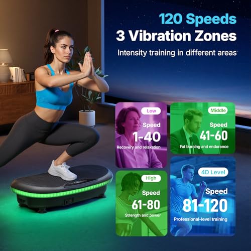 Image of MERACH Vibration Plate Exercise Machine, 4D Whole Body Workout Vibrating Platform for Lymphatic Drainage Weight Loss Muscle Activation, Home Fitness Equipment with Bluetooth Light Pull Cord
