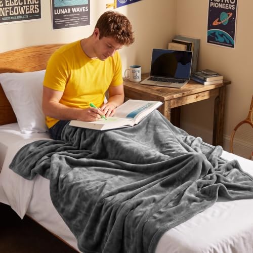 Image of Utopia Bedding Ultra Soft Fleece Bed Blanket Twin XL Size Grey (90x76 Inch)