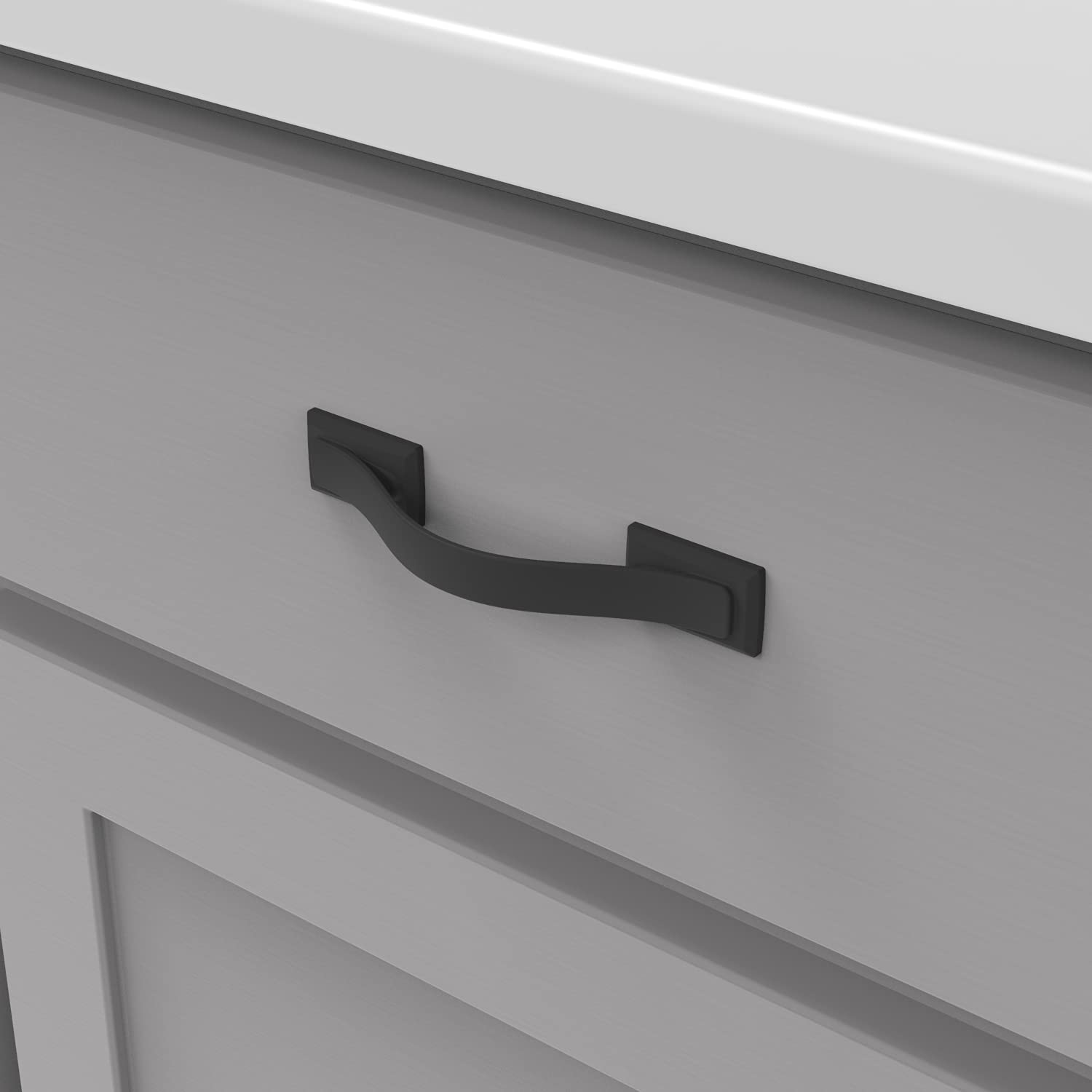 Hickory Hardware 10 Pack Solid Core Kitchen Cabinet Pulls, Luxury Cabinet Handles, Hardware for Doors & Dresser Drawers, 3 Inch Hole Center, Matte Black, Dover Collection