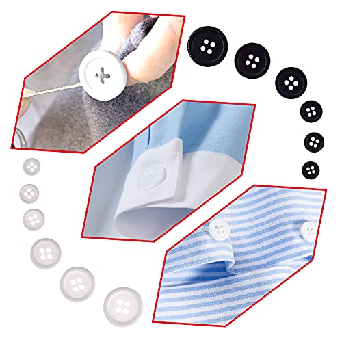 YIXISI 336 PCS Sewing Resin Buttons, Six Styles Each in Black + White Round Shape 4 Holes Craft Buttons with Storage Box - Image 4