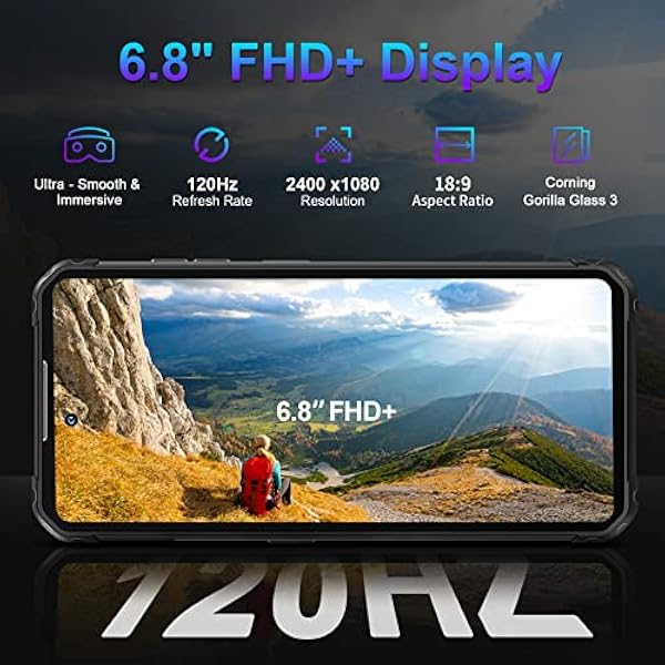 IIIF150 Air1 Ultra Telefonos Moviles Resistente 2023, 16GB 256GB, 6.8" FHD 120Hz Moviles Irrompible, 64MP 20MP Visión Nocturna Móvil Impermeable Android 12, Termómetro/5000mAh/4G Dual SIM/IP68/NFC