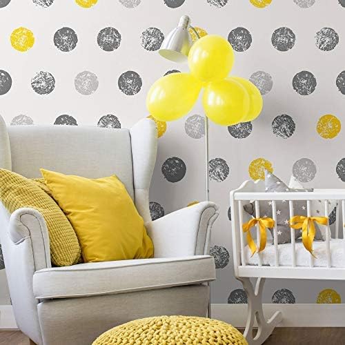 Walls By Me Peel and Stick Yellow and Grey Geometric Teens Removable Wallpaper 7349-2ft x 4ft (61x122cm)