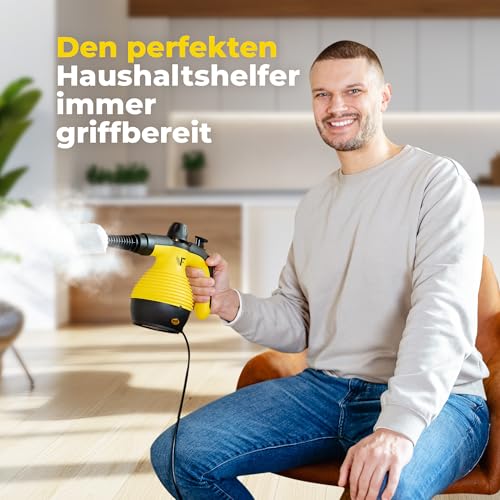 Neighbour’s Friend® Dampfreiniger Neues Modell – Leistungsstarker Hand Steam Cleaner, 3,5 Bar Druck, 4m Kabel, 350ml Tank I Handdampfreiniger für Auto, Werkstatt, Haushalt & Fensterreinigung