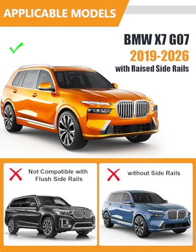 Image of KINGGERI 300lbs Lockable Roof Rack Cross Bars Compatible with BMW X7 G07 2019-2026 with Raised Side Rails, Heavy Duty Aluminum Roof Rails Crossbars Cargo Luggage SUV Accessories