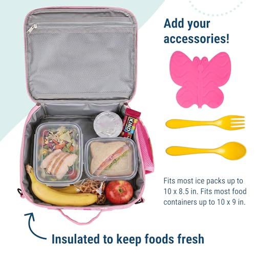 Image of Wildkin Kids ECO rPET Insulated Lunch Box - Keeps Food Hot or Cold, Easy-Clean Lining, Mesh Pockets & BPA-Free - Boys & Girls, Ideal for School, Travel & Daycare - Horses