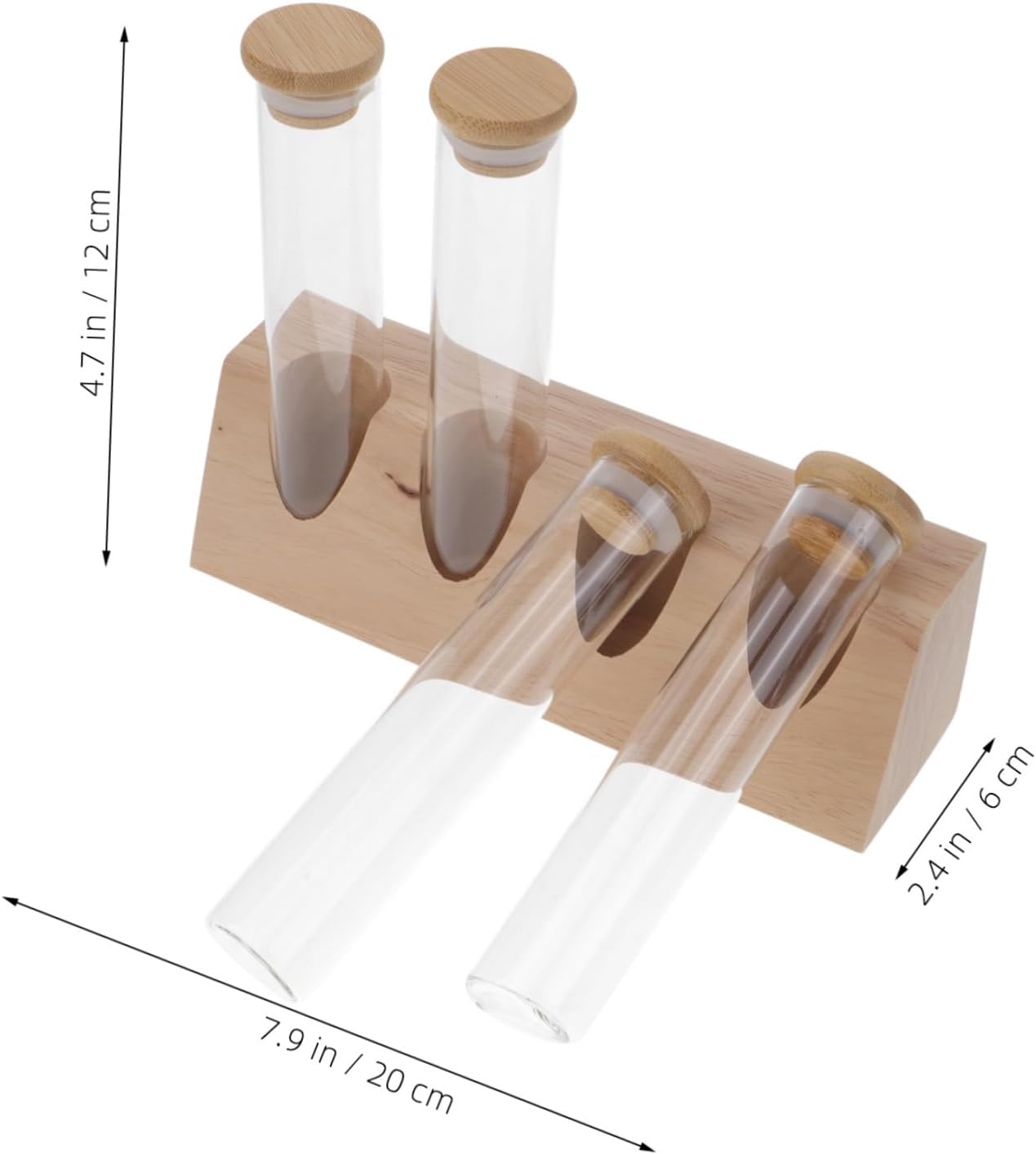 KICHOUSE 1set Glass Coffee Bean Storage Tube Wooden Stand Airtight Canisters for Coffee Beans Tea and Spices Compact Display Jars for Kitchen Organization