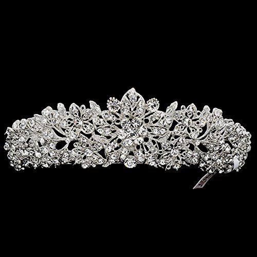 Swarovski Crystals Rhinestone Flower Wedding Bridal Tiara Crown Hair Jewelry Accessories JHA4714-6