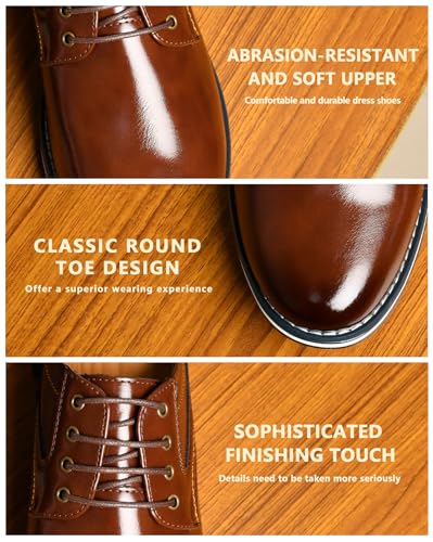 Men's Dress Shoes Wide Width, Comfort Dress Sneakers Men Fashion Business Casual Oxford Shoes Soft Derby Shoe for Working Driving Walking Brown, 11.5 Wide4