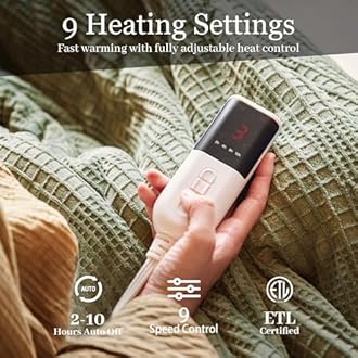 Electric Blanket Full Size 72''X84'' - Heated Blanket with Single Control Fast Heating 9 Heating Levels & 10 Hours Auto Off,ETL Certified Machine Washable (Gray Green)