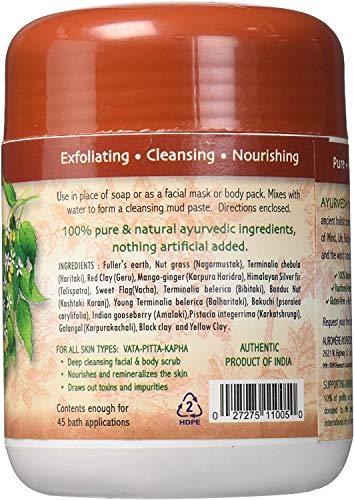 Auromere Ayurvedic Indian Healing Clay Mask For Natural Skin Care - Exfoliating Body Scrub And Facial Mask For Skin And Face Care - Mud Mask Unclogs Pores And Rejuvenates Sensitive Or Oily Skin - 16Oz #TOP6