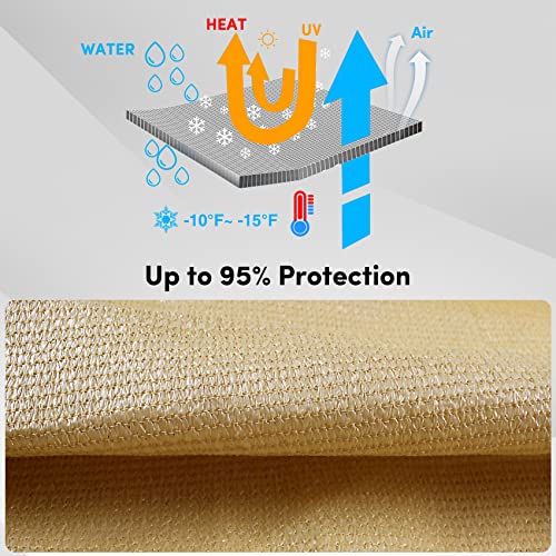 Triangle Shade Sail 12' X 12' X 12',Shade Sails Uv Protection,Sun Shade Sail For Patio Garden, Outdoor, Restaurant,Dooryard,Backyard (Sand) #TOP2